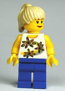 LEGO Minifigure-Yellow Flowers - Tan Ponytail, Blue Legs-Town / City-CTY130-Creative Brick Builders
